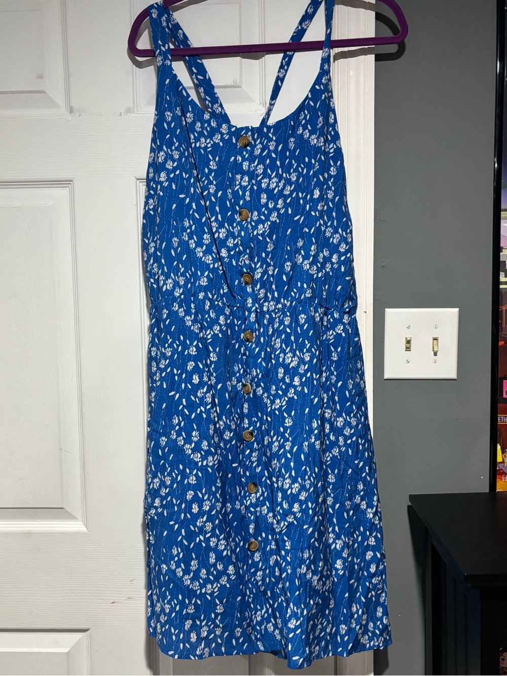 Hayden Blue Floral Button-Front Midi Dress